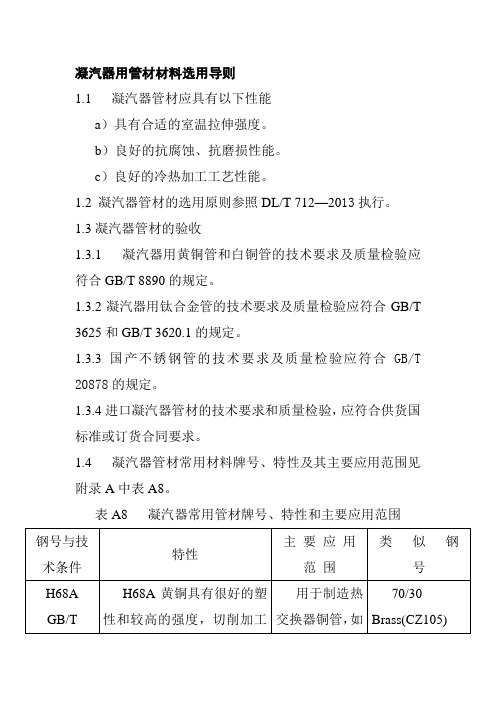 凝汽器用管材材料选用导则