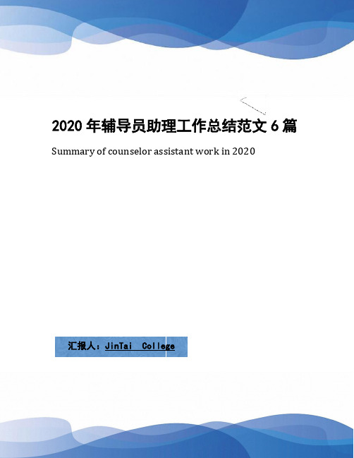 2020年辅导员助理工作总结范文6篇