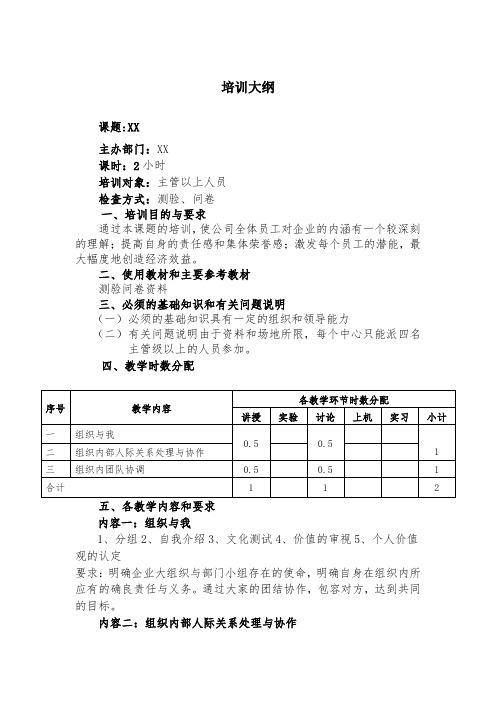 培训大纲模板