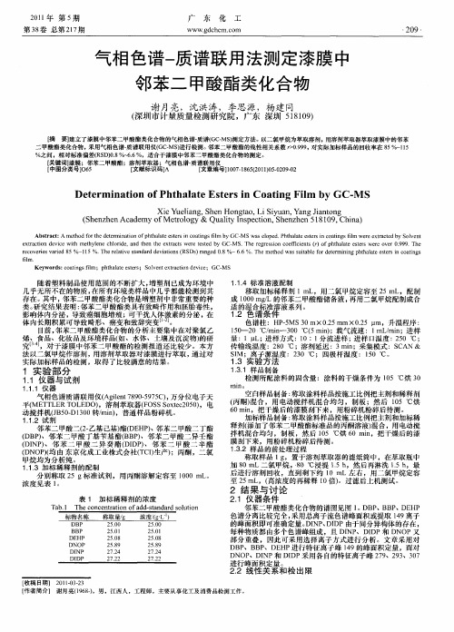 气相色谱-质谱联用法测定漆膜中邻苯二甲酸酯类化合物