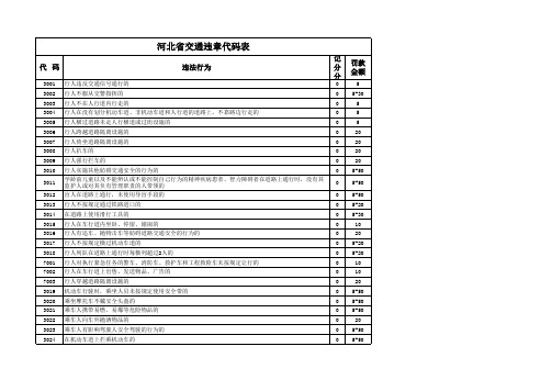 河北省交通违法代码