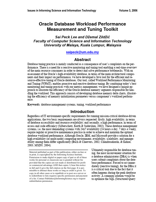 Oracle Database Workload Performance Measurement and Tuning Toolkit