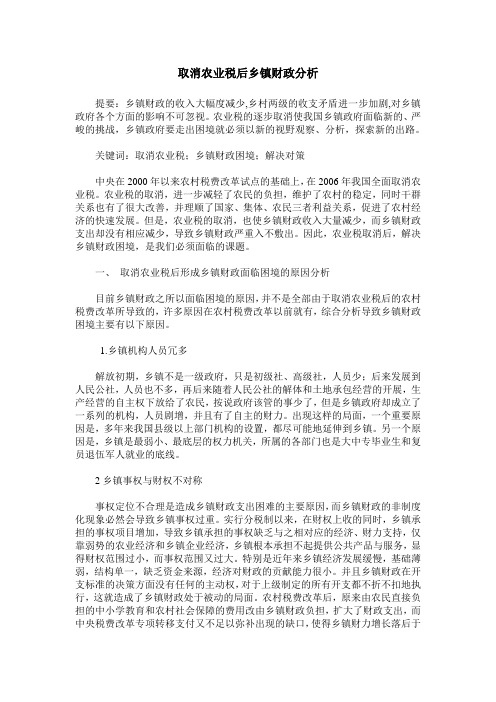 取消农业税后乡镇财政分析