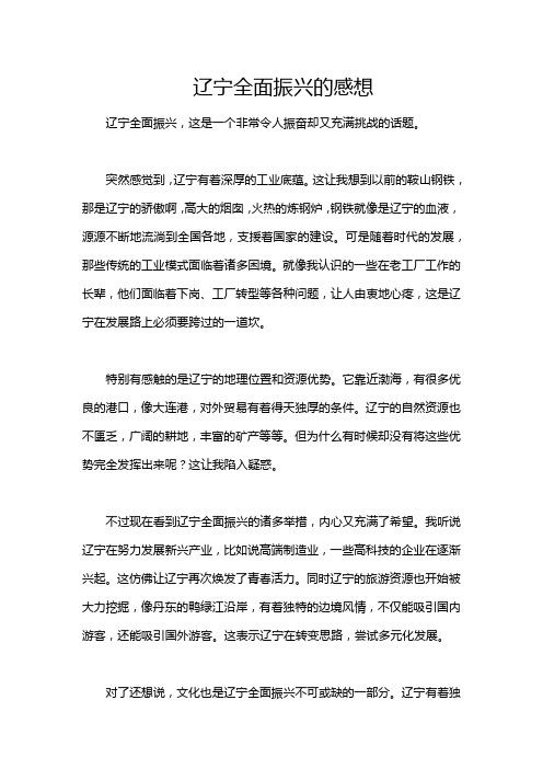 辽宁全面振兴的感想