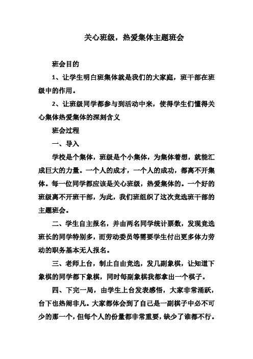 关心班级,热爱集体主题班会