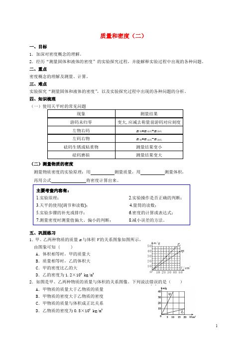 中考物理专题复习 质量和密度(二)学案