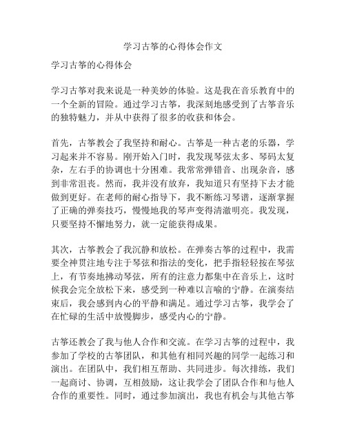 学习古筝的心得体会作文