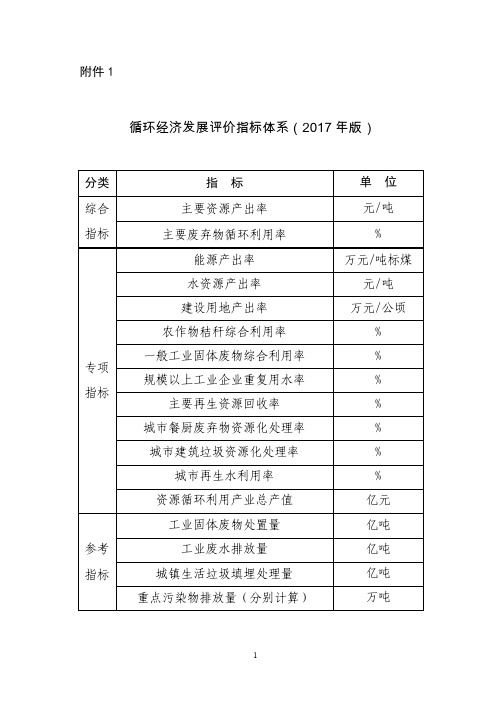 循环经济发展评价指标、解释及核算方式(2017年版)