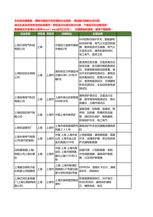 新版上海市漏电保护工商企业公司商家名录名单联系方式大全20家