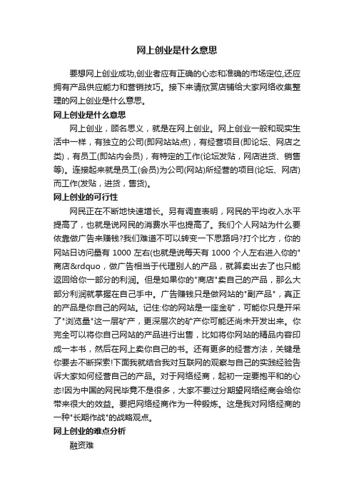 网上创业是什么意思