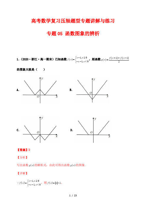 高考数学复习压轴题型专题讲解与练习05 函数图象的辨析(解析版)