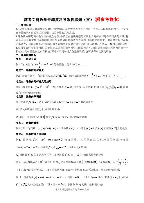 65高考文科数学专题复习导数训练题65