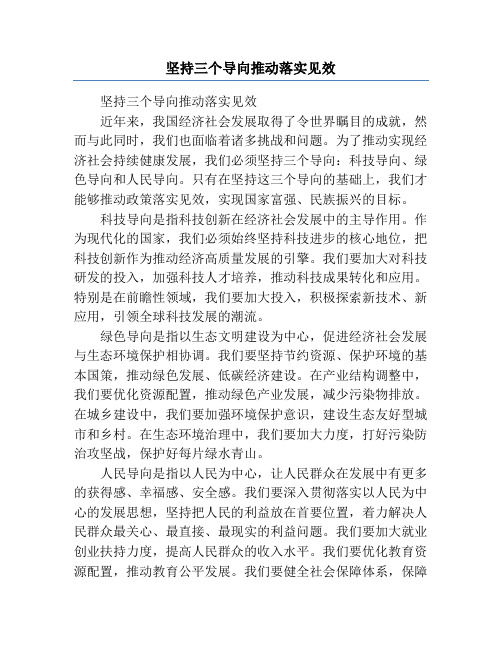 坚持三个导向推动落实见效