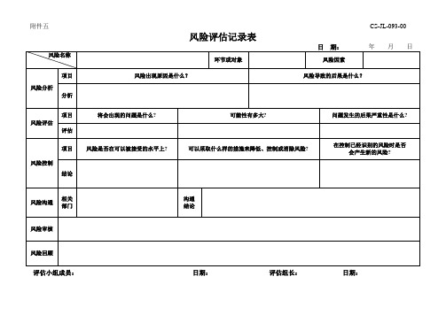 风险评估记录表