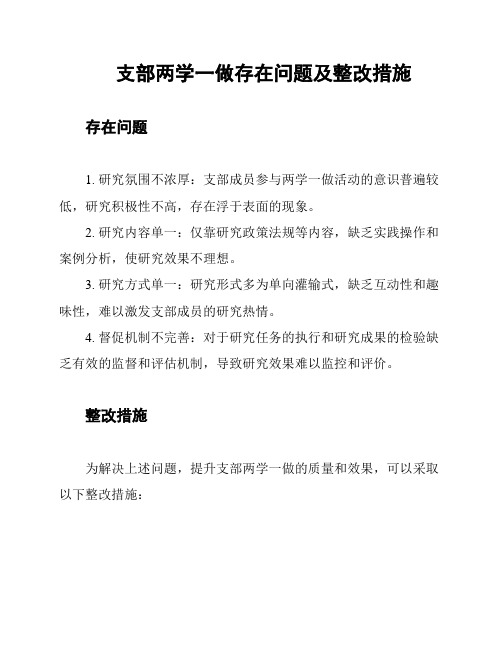 支部两学一做存在问题及整改措施