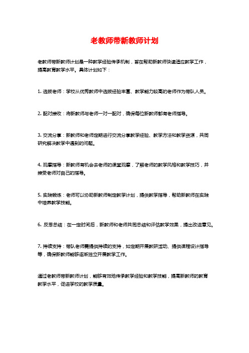 老教师带新教师计划