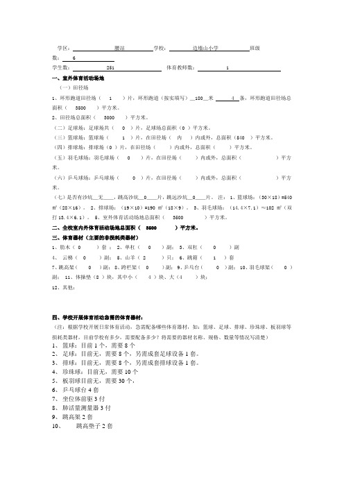 边墙山小学体育器材报表