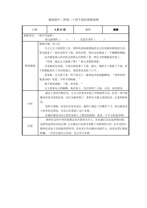 幼儿园中班个别化观察案例 (2)