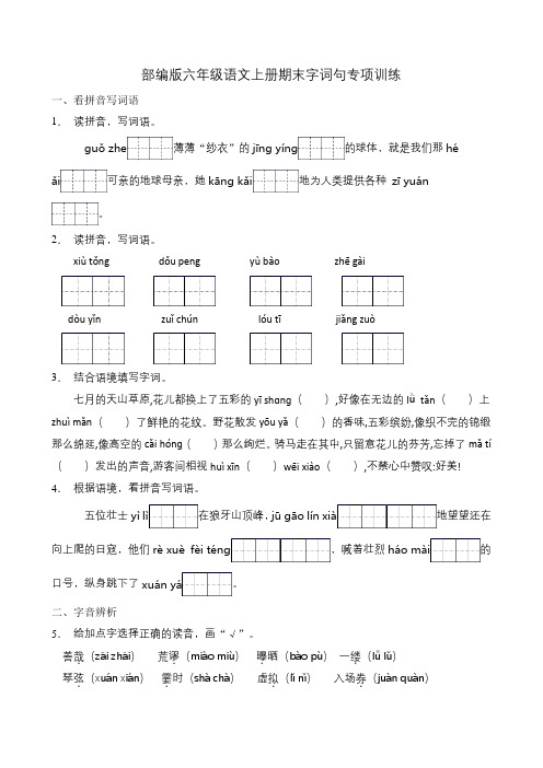 六年级语文上册期末字词句专项(含答案) (1)