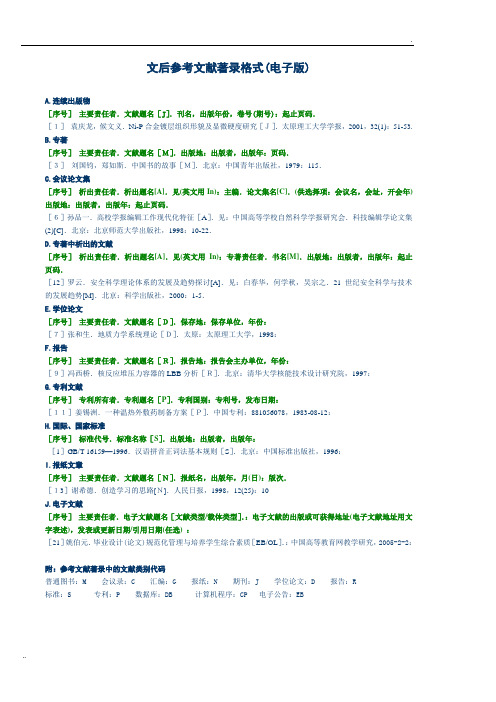 国家标准GB7714-87《文后参考文献著录规则》排写格式