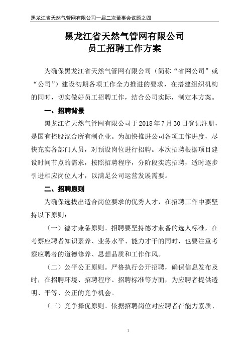 关于审议黑龙江省网公司员工招聘工作方案的议案