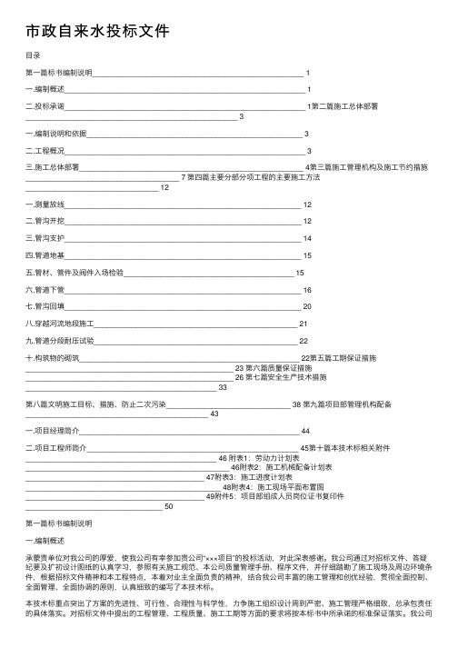 市政自来水投标文件