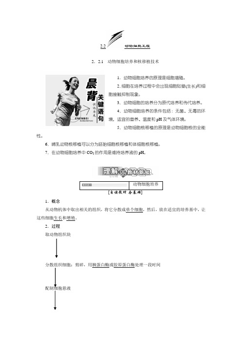 选修三同步导学：2.2.1 动物细胞培养和核移植技术(理解+掌握+应用)