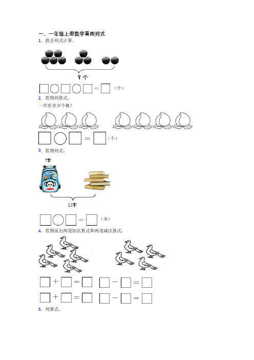小学数学一年级上册看图列式综合试卷测试卷(附答案)