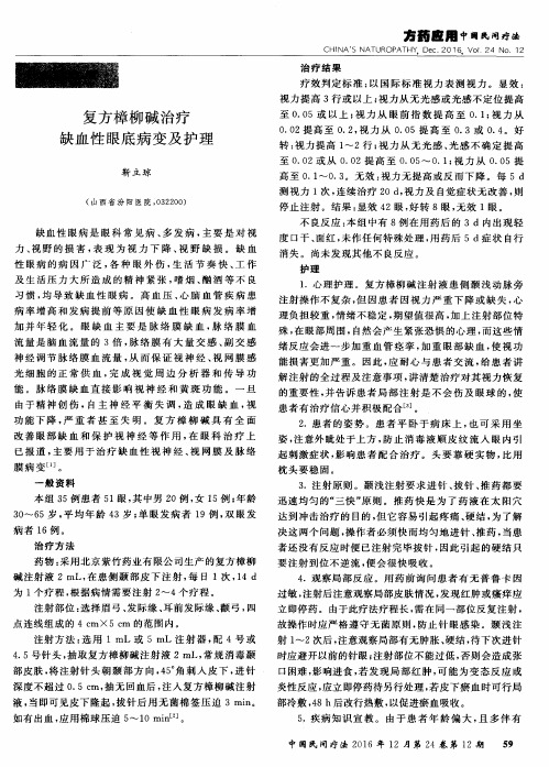 复方樟柳碱治疗缺血性眼底病变及护理