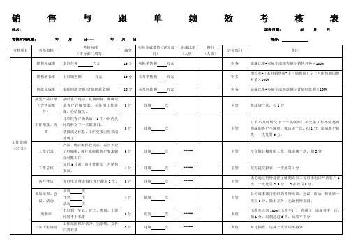 销售与跟单绩效考核表