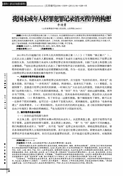 我国未成年人轻罪犯罪记录消灭程序的构想