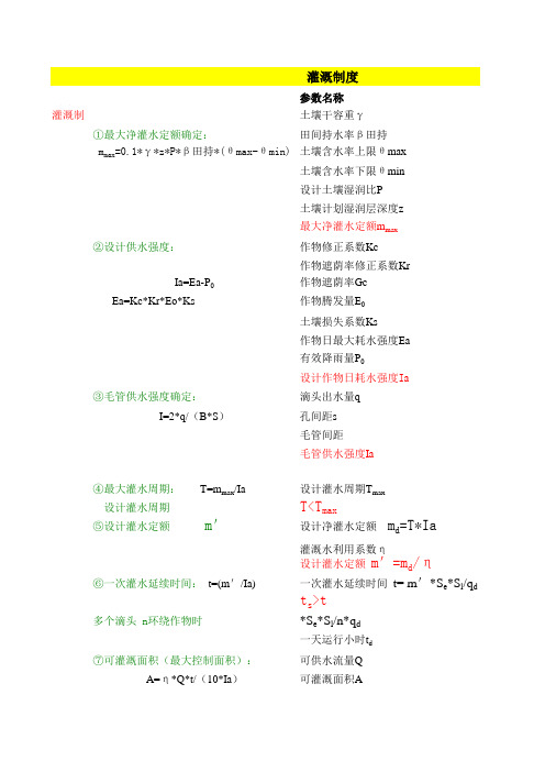 灌溉制度参数计算。