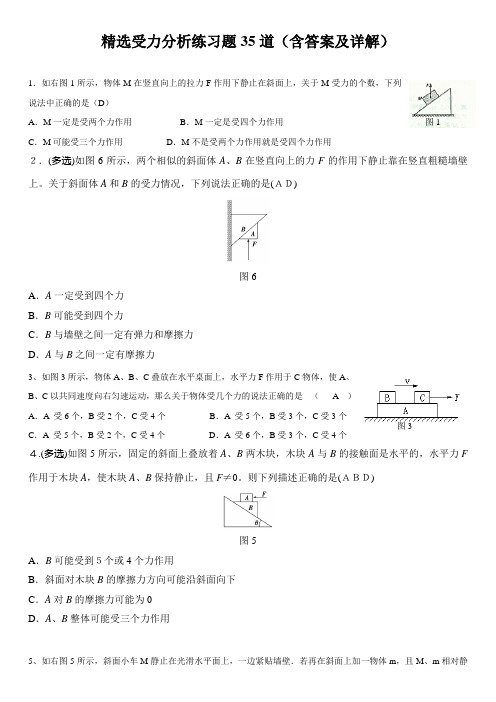 受力分析练习题(含答案及详解)