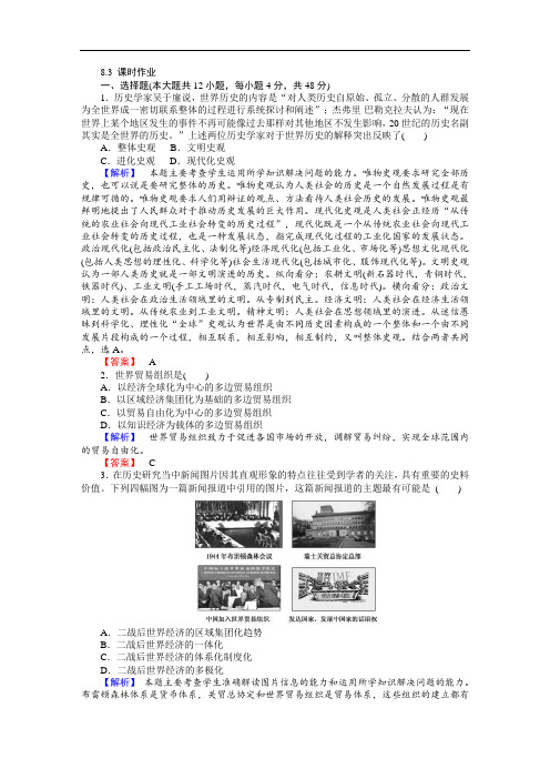 2018-2019学年高一历史下册课时作业题