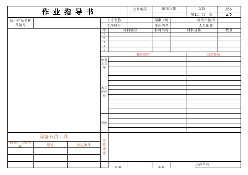 SOP作业指导书格式范例