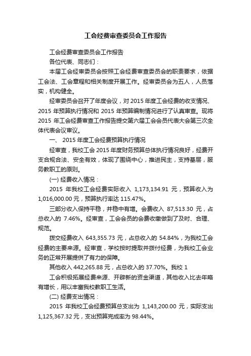 工会经费审查委员会工作报告