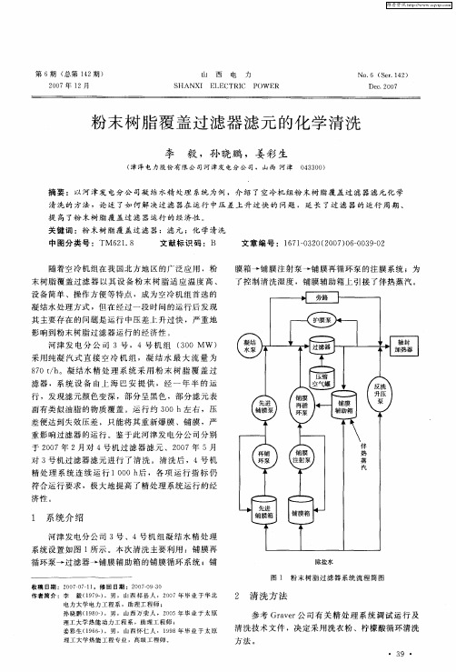 粉末树脂覆盖过滤器滤元的化学清洗