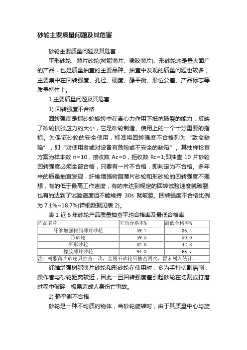 砂轮主要质量问题及其危害