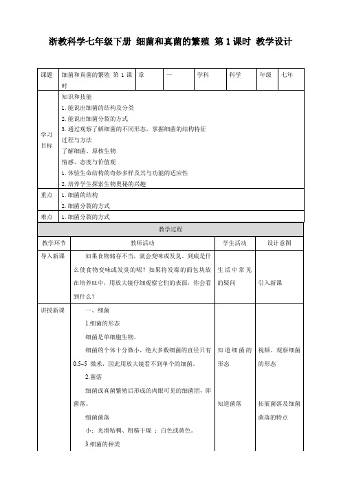 细菌和真菌的繁殖（教案）