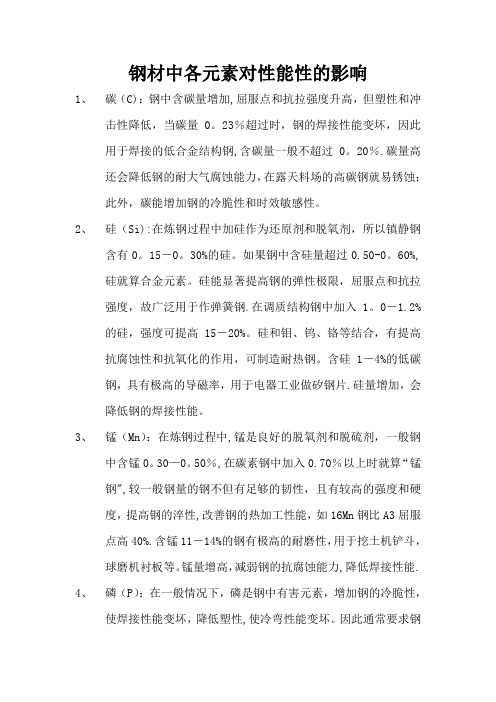 钢材中各元素对性能性的影响