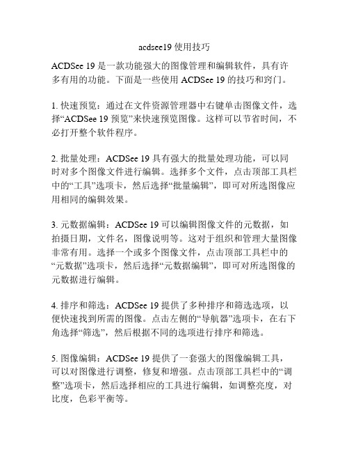 acdsee19使用技巧