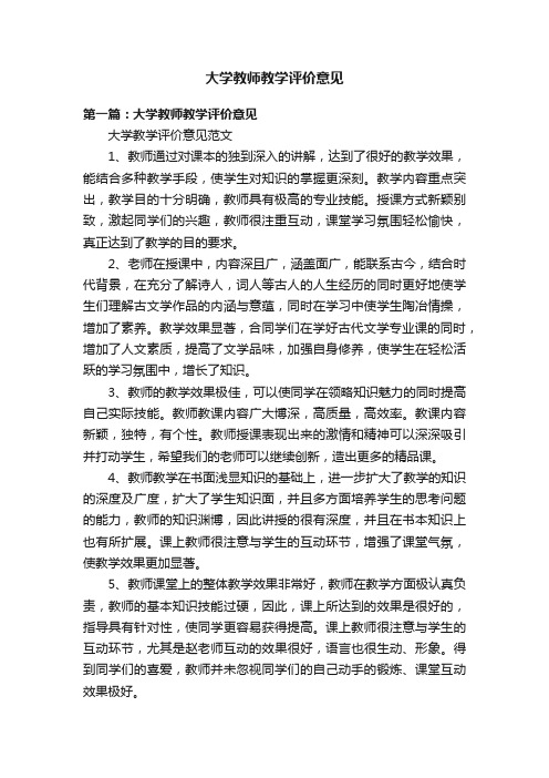 大学教师教学评价意见