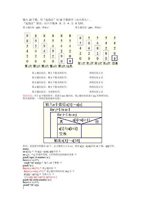 输入10个数,用“起泡法”对10个数排序(由小到大)