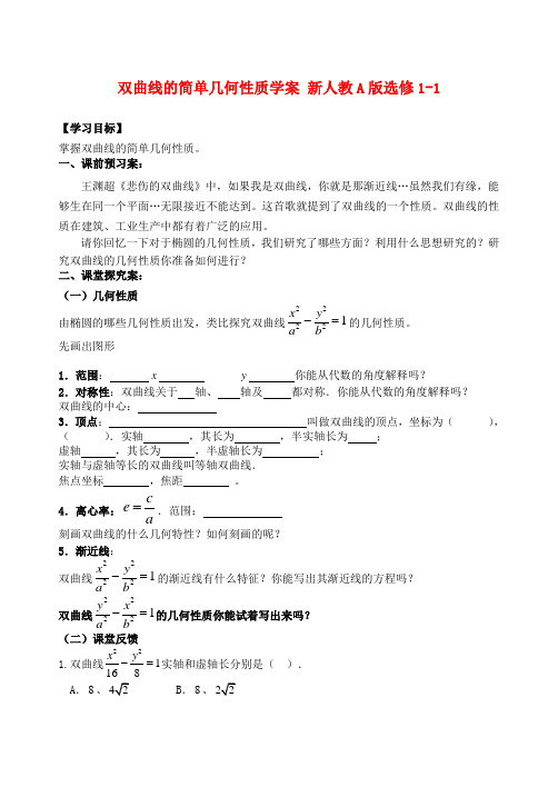 高中数学 1-1.2.2.2双曲线的简单几何性质学案 新人教A版选修1-1