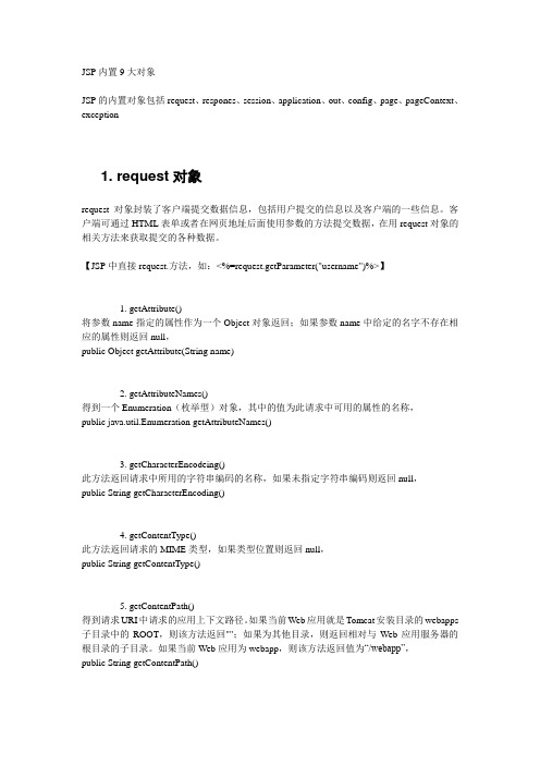 JSP内置9大对象及方法