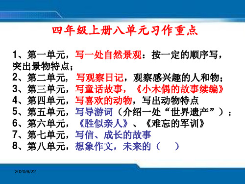 最新人教版小学四年级上册作文总复习PPT课件(共31页)