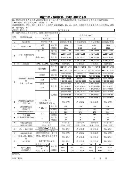 隐蔽工程(基础浇前、支模)