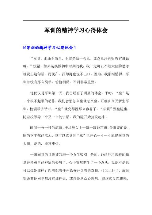 军训的精神学习心得体会