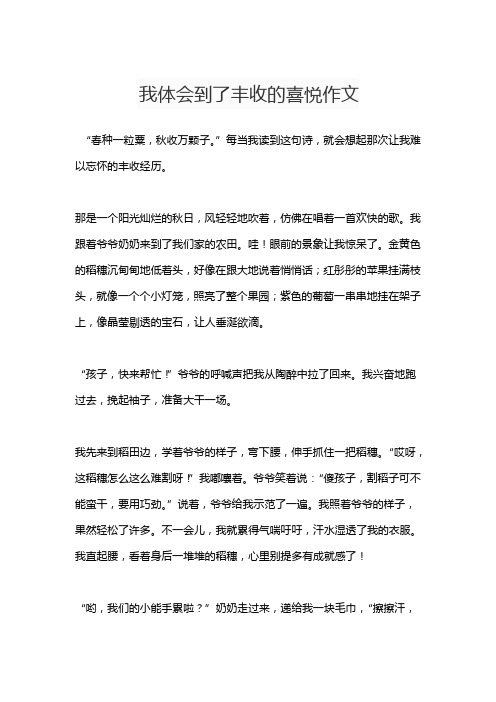 我体会到了丰收的喜悦作文