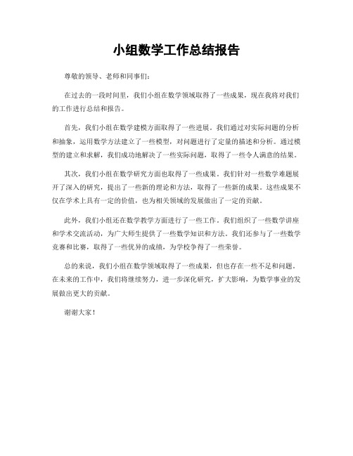 小组数学工作总结报告